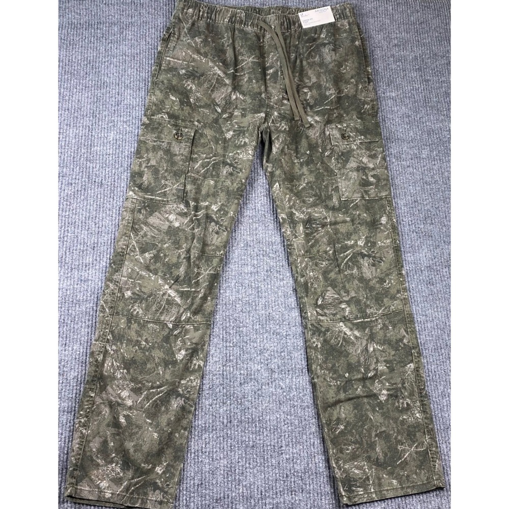 Arizona Cargo Pants Mens LT Olive Green Camo Loose Fit Flex Outdoor Gorpcore